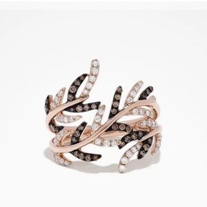 $3000 EFFY 14k Rose Gold Espresso Chocolate Cognac & White Diamonds Ring